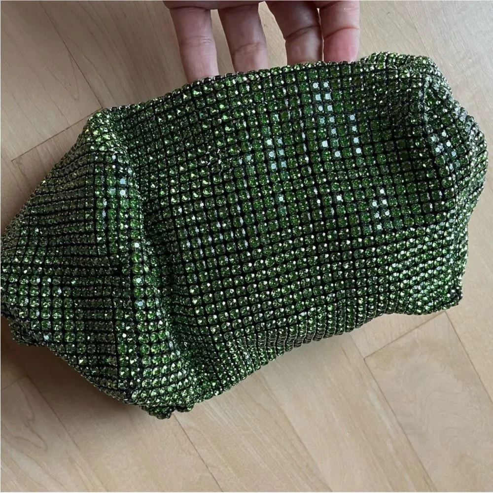 Rhinestone Knot Handle Hobo Bag in Green NWOT